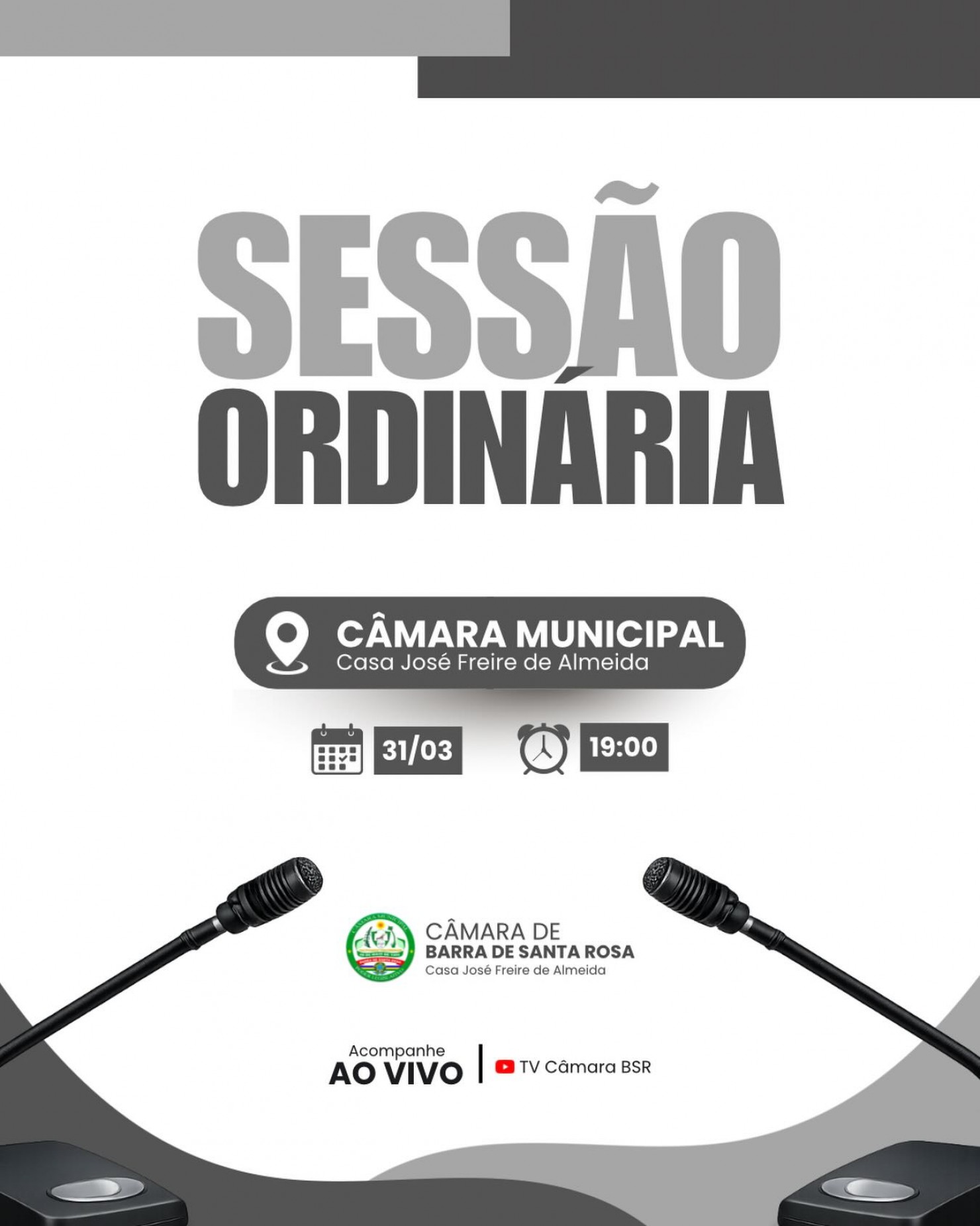 📢 Sessão Ordinária 31/03